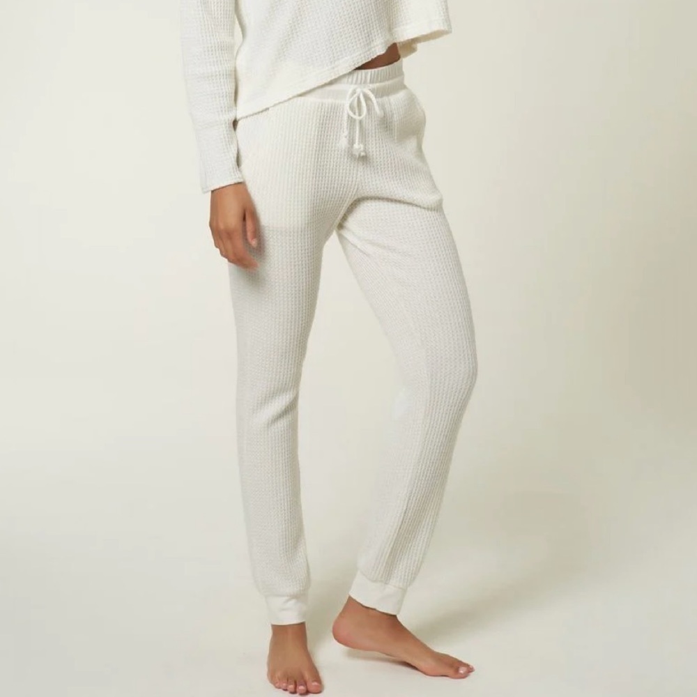 NWT O’Neill Coastal Thermal Waffle Knit Jogger Pants in White
